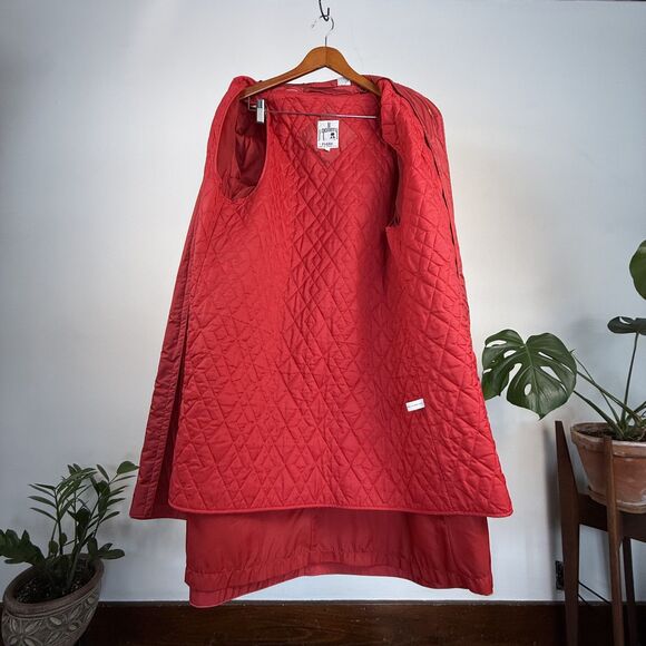 Vintage 80s Full Length Red Nylon Raincoat | Removable Quilted Liner, J Gallery - Picture 9 of 11